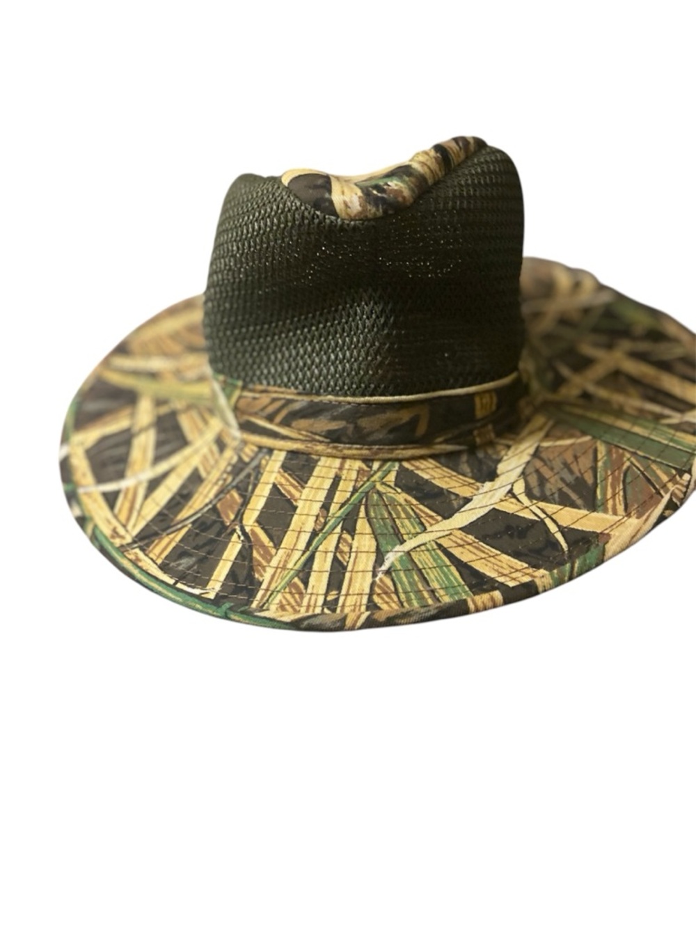 Orvis Camo Wide-Brim Straw Safari Hat - Green & Tan